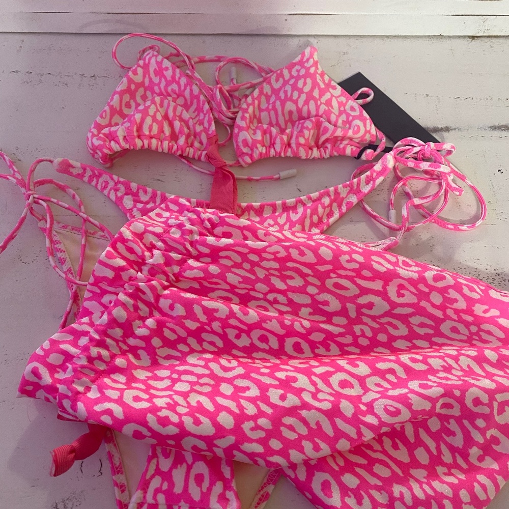 Pink Cheetah Triangl swim suit